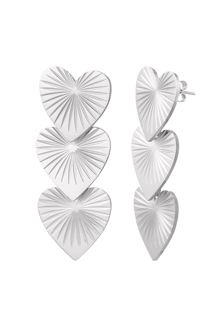 pendientes 3 corazones con estampado