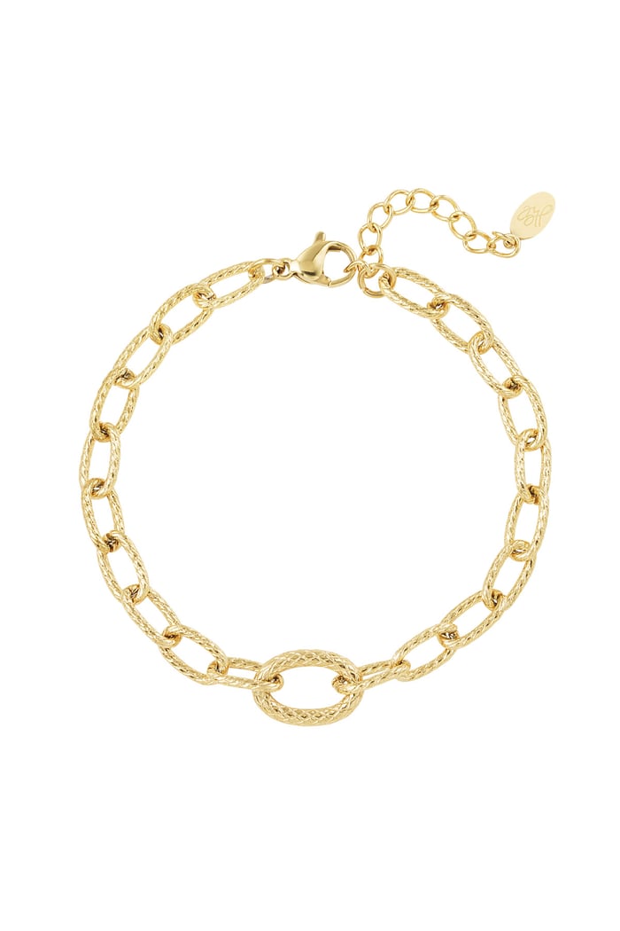 Gliederarmband mit Struktur - Goldfarbener Edelstahl 
