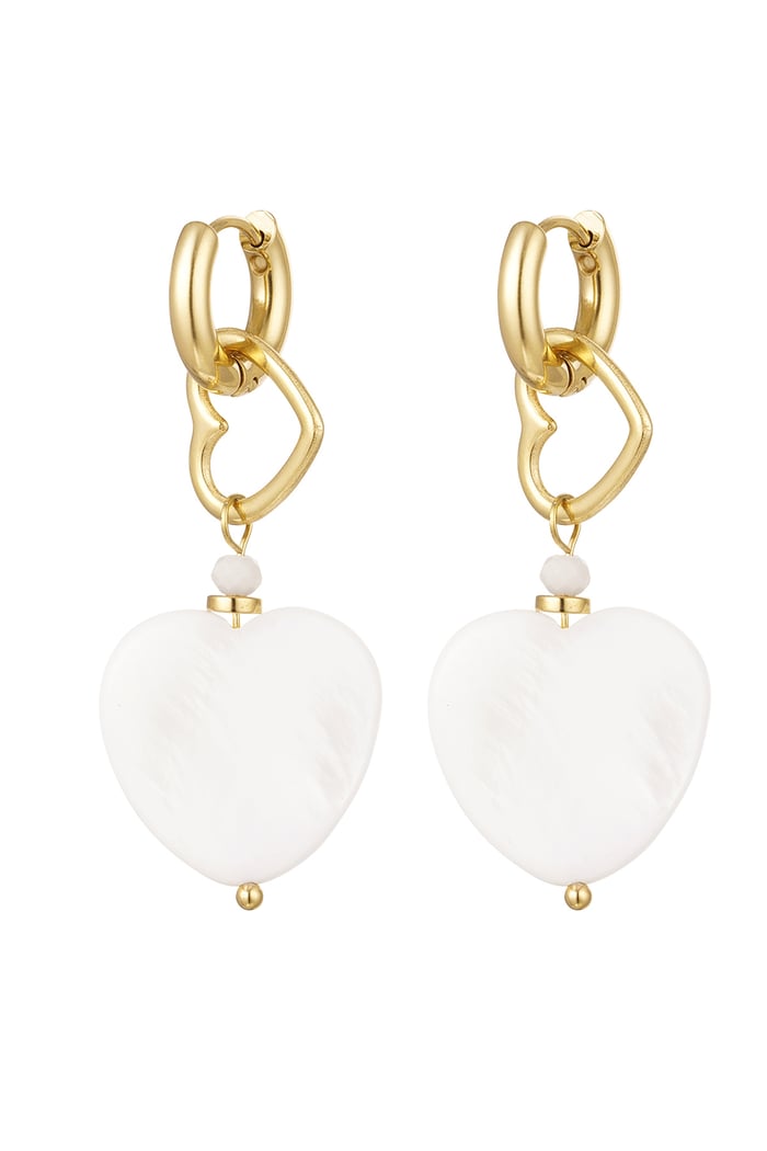 orecchini 2 volte cuore - acciaio inossidabile color colore oro
