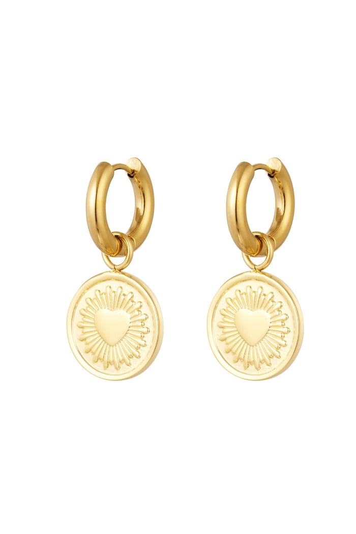 Ohrringe Herzmünze - Goldfarbe Edelstahl