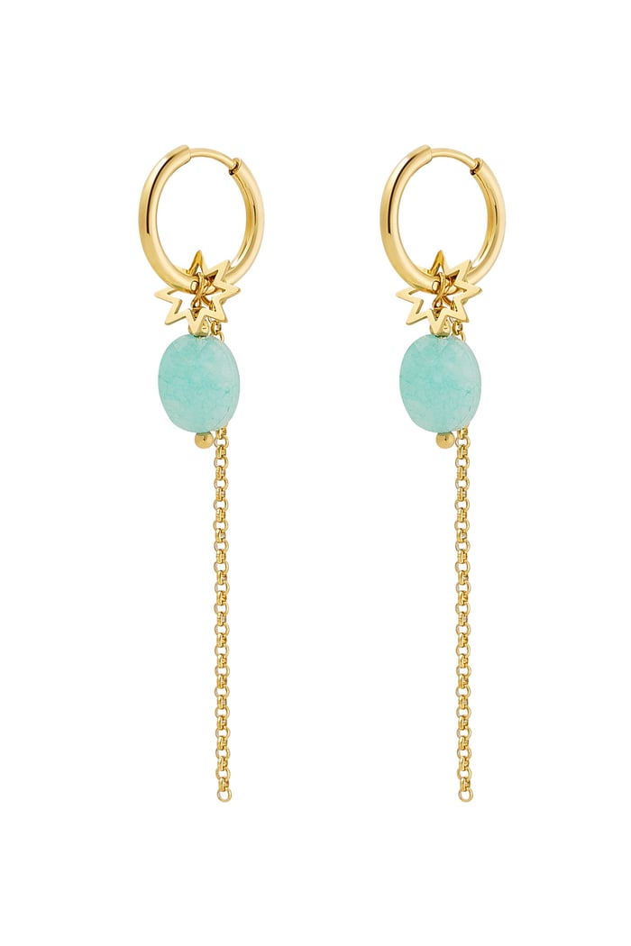 Collana orecchini con pietra e ciondolo - Colore oro/blu