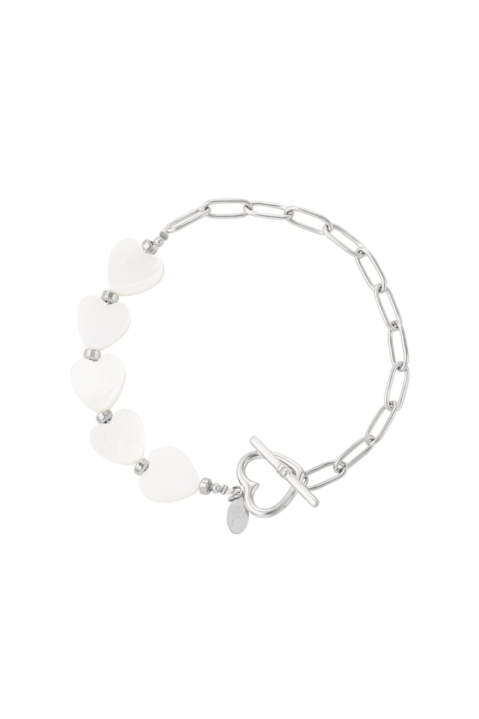 Bracelet with shell hearts - Silver Color color