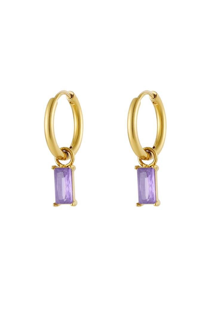 Earrings elongated stone - Gold color/white