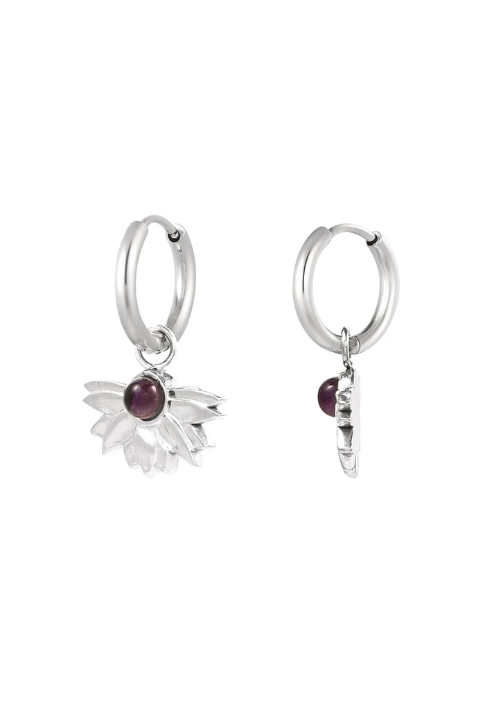 earrings half flower with stone 