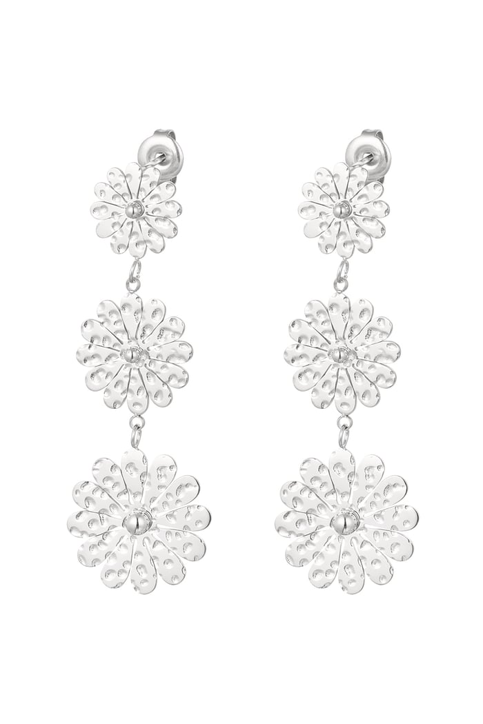 Ohrringe Statement-Blumen – Silber 