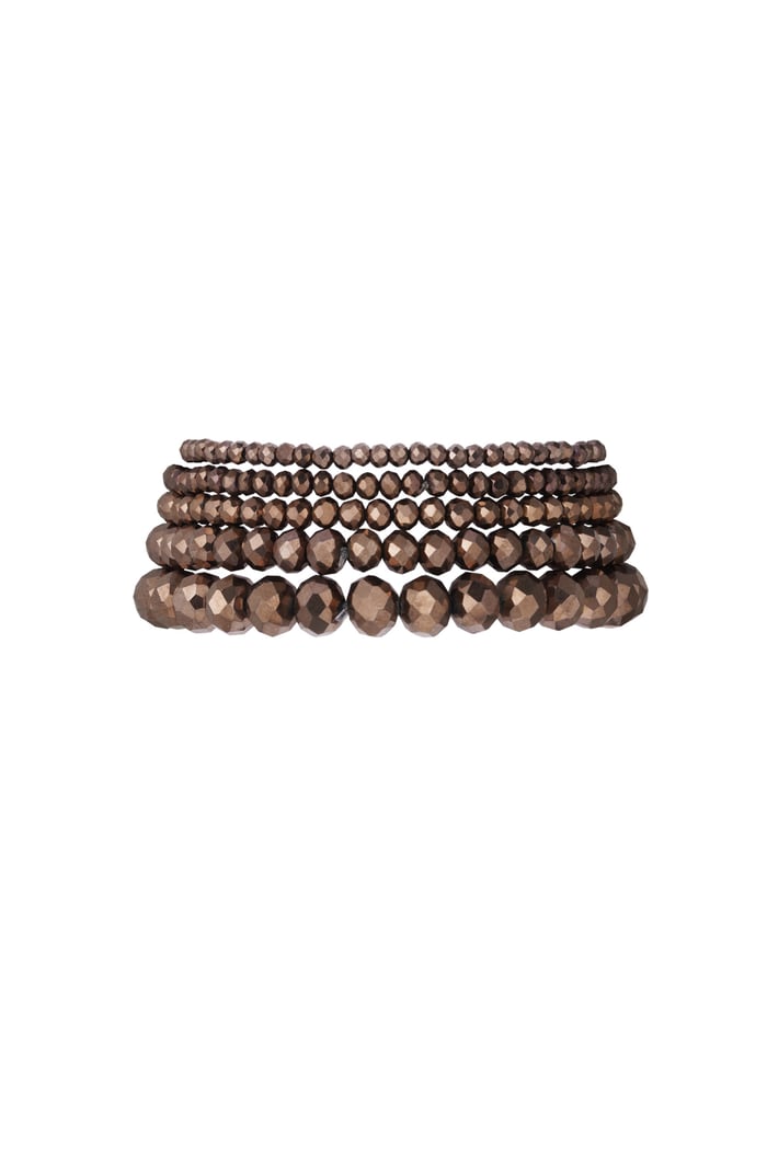 Armbandset mit unregelmäßigen Kristallperlen – Dunkelbraun