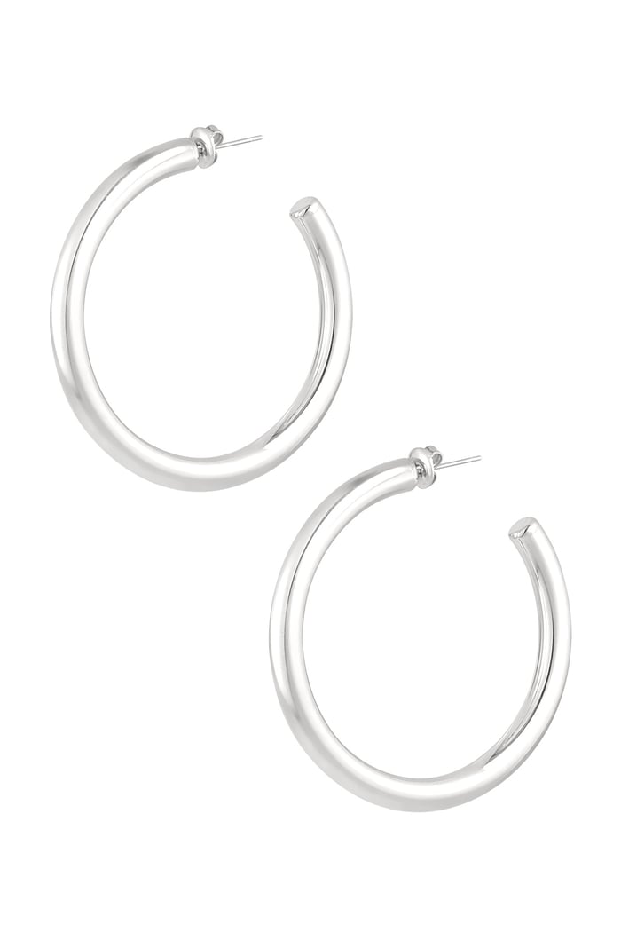 Earrings basic round medium - Silver Color color