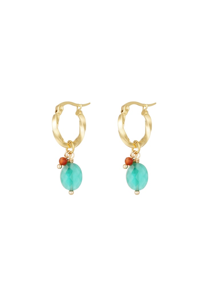 Ohrringe mit Spirale und blauem Stein – Goldfarbe/blau