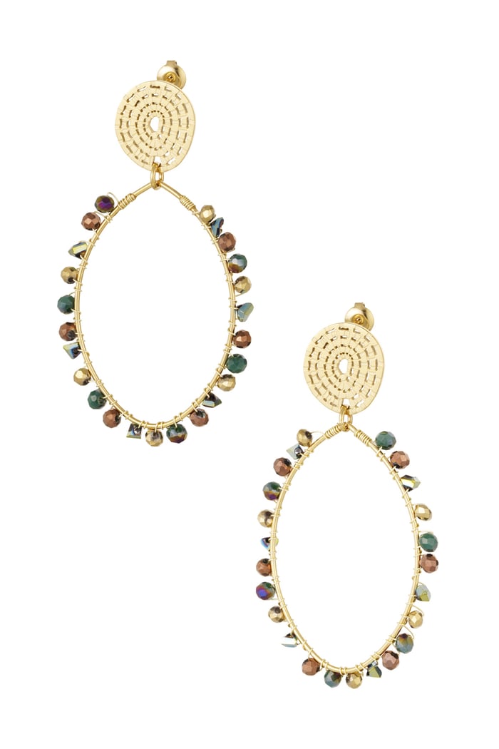 Ovale Ohrringe mit Perlen – Multi/Goldfarbe