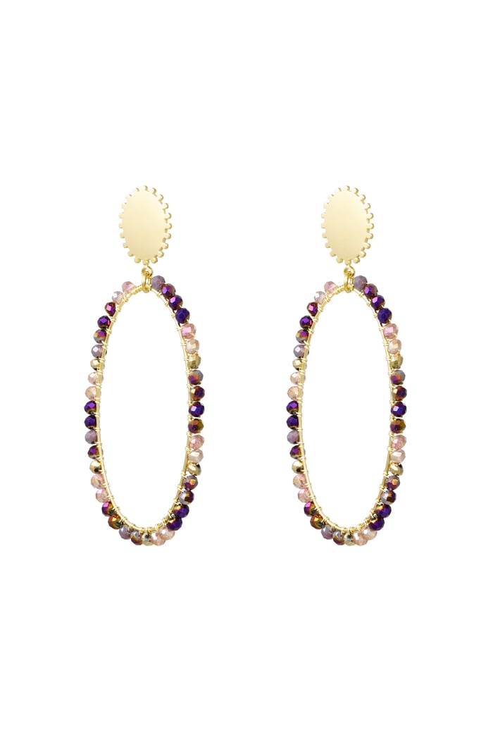 Orecchini allungati con perline - Colore oro/beige