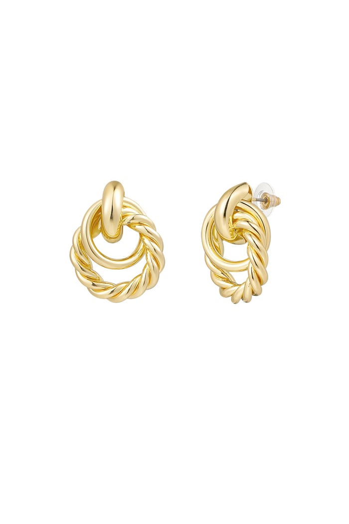 Ohrringe mit verschiedenen Ringen – Goldfarbe - Goldfarbefarbe