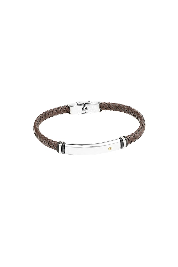 Herrenarmband geflochten - Silber/Schwarz