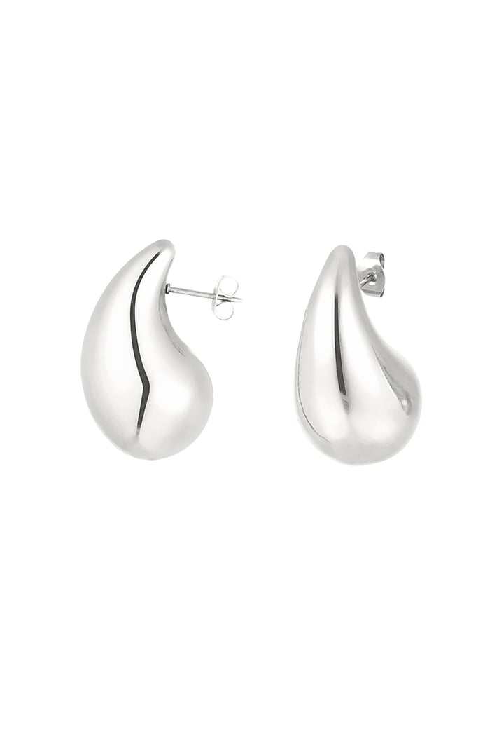 Women's Thick Dome Drop Earrings Made of Stainless Steel - Medium 