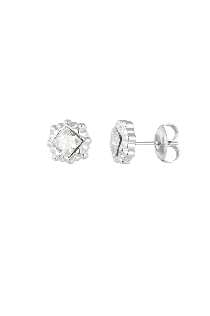 Strukturierte und diamantierte Ohrstecker – Silber 