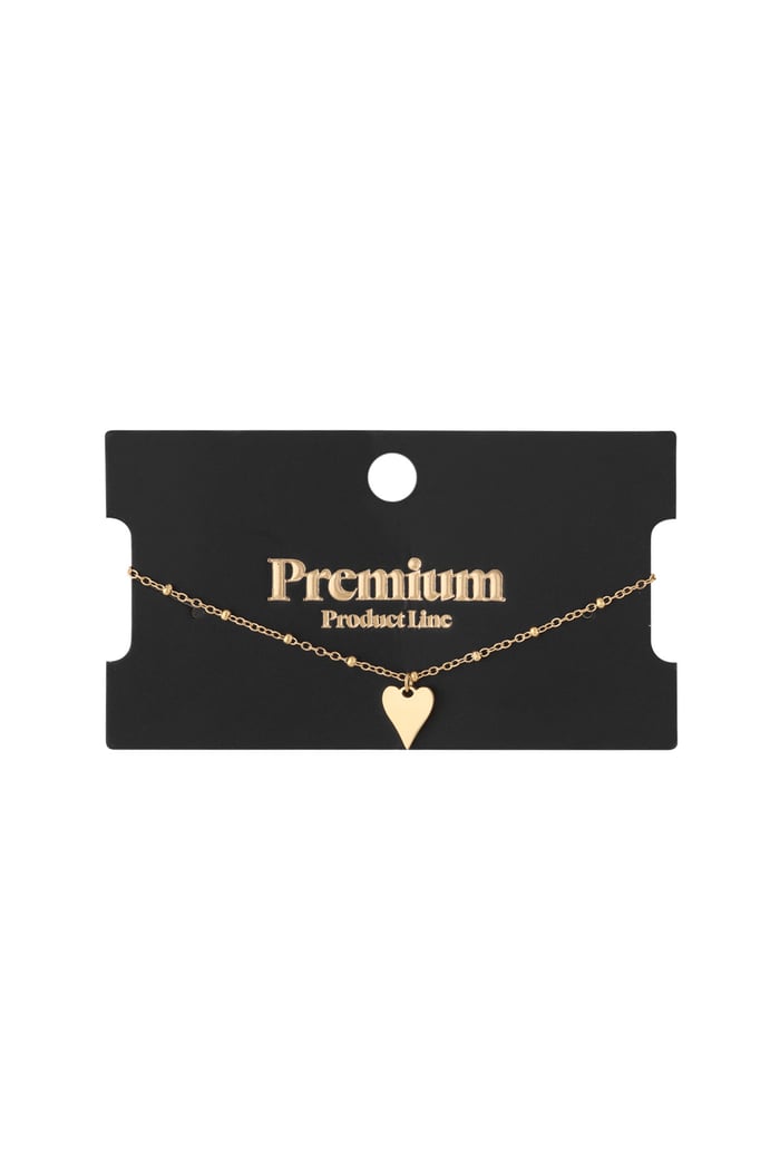 Armband mit Punkten und Herzanhänger – Goldfarbe  - Goldfarbefarbe Bild2