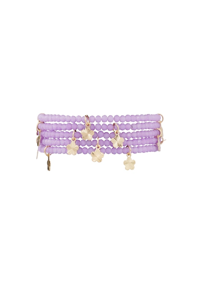 Double bracelet with flower charms - pink/Gold color