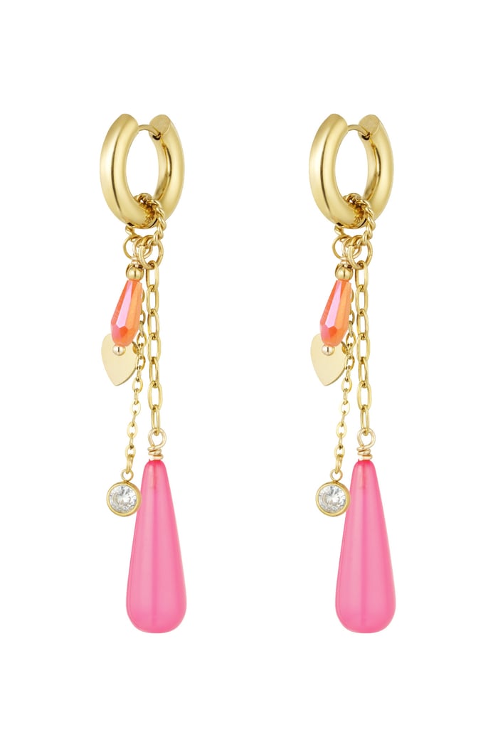 Earrings life is good - pink purple