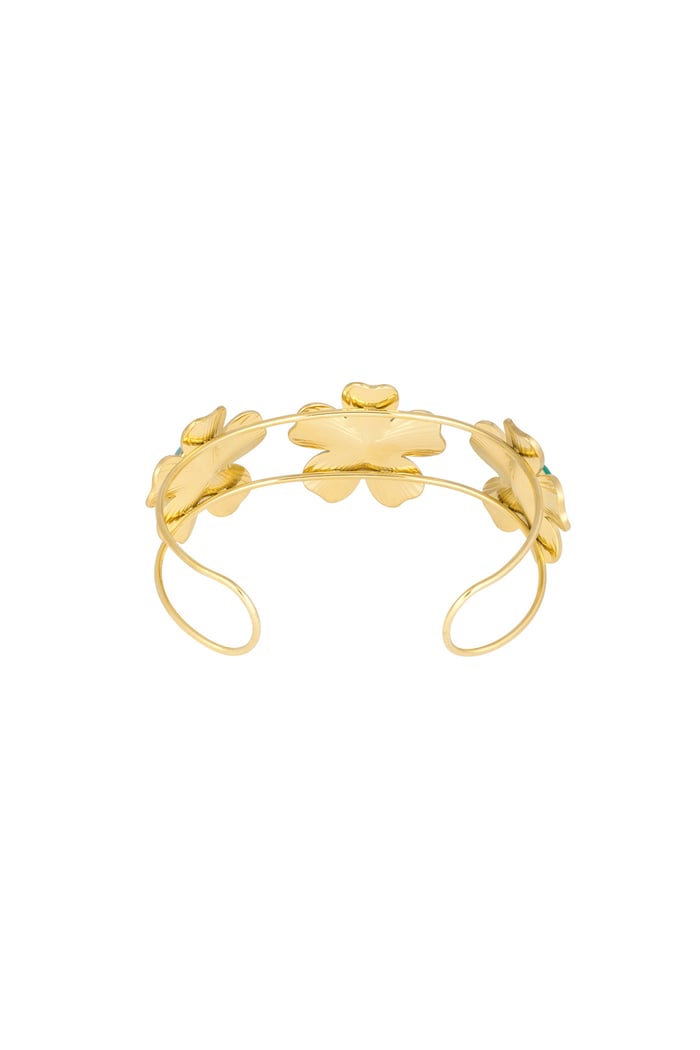 Böhmisches Blumenarmband mit Steinen – Goldfarbe - Goldfarbefarbe h5Bild3