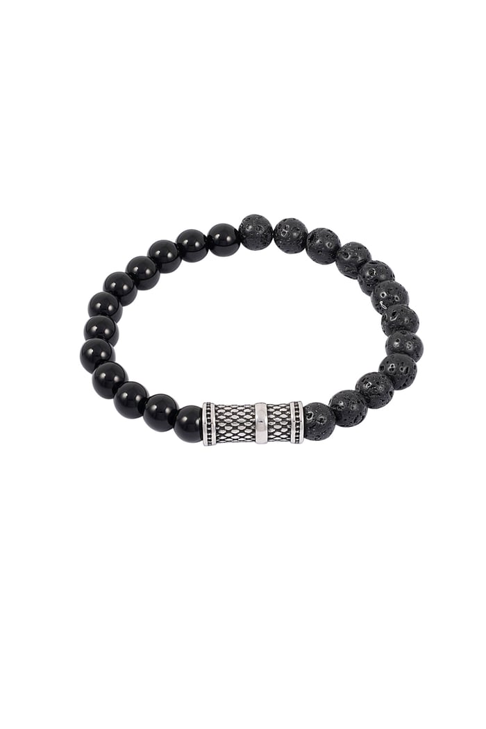 Cooles Herrenarmband mit Perlen - schwarz/grau