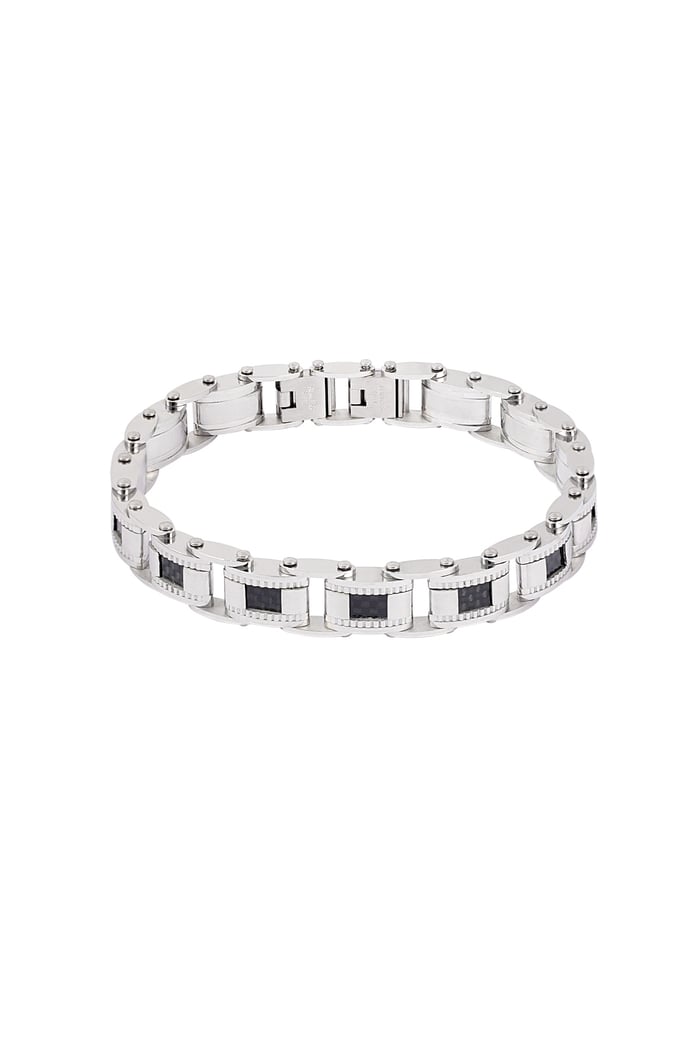 Lässiges Herrenarmband - Schwarz/Silber  h5Bild3
