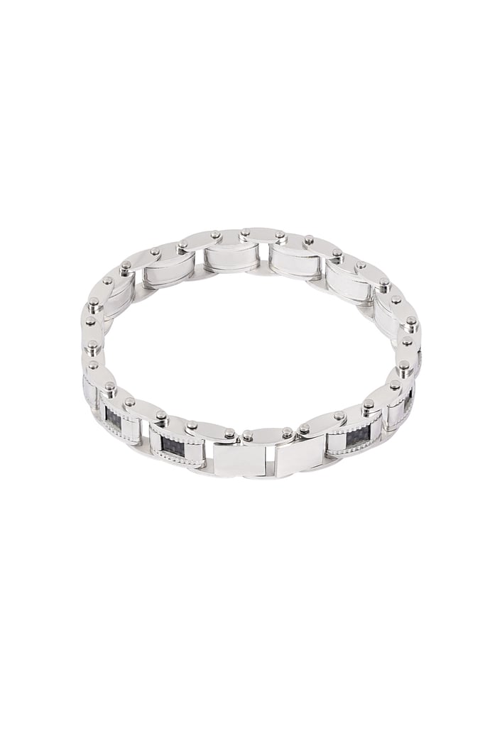Lässiges Herrenarmband - Schwarz/Silber  h5Bild4