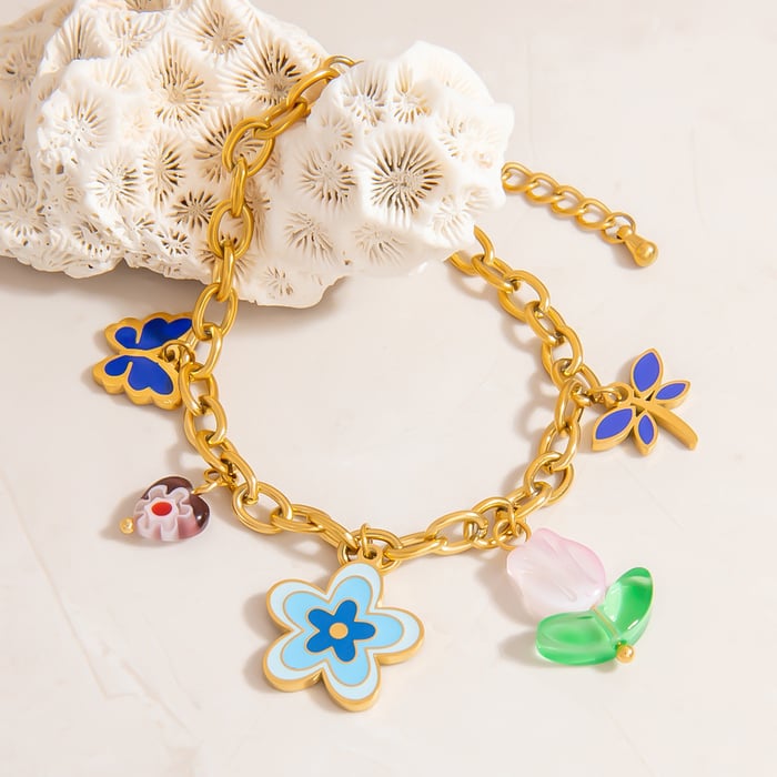 Designable Fruits Stainless Steel Colorful Women's Charm Bracelets h5Picture5