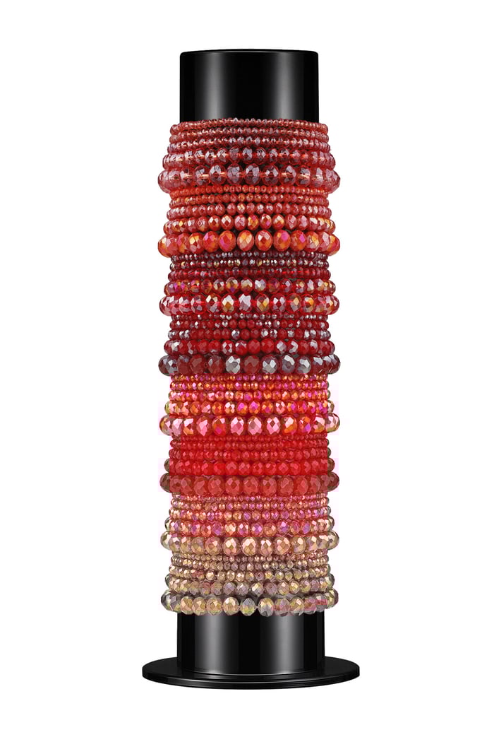 Espositore per braccialetti con braccialetti di perle di vetro