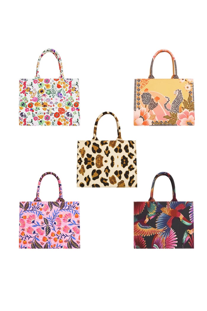 Shopper luipaard met bloem medium Multi Polyester Afbeelding4