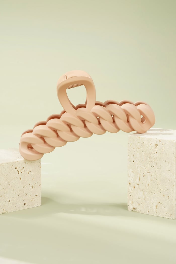 Fermaglio per capelli intrecciato - plastica beige Immagine4