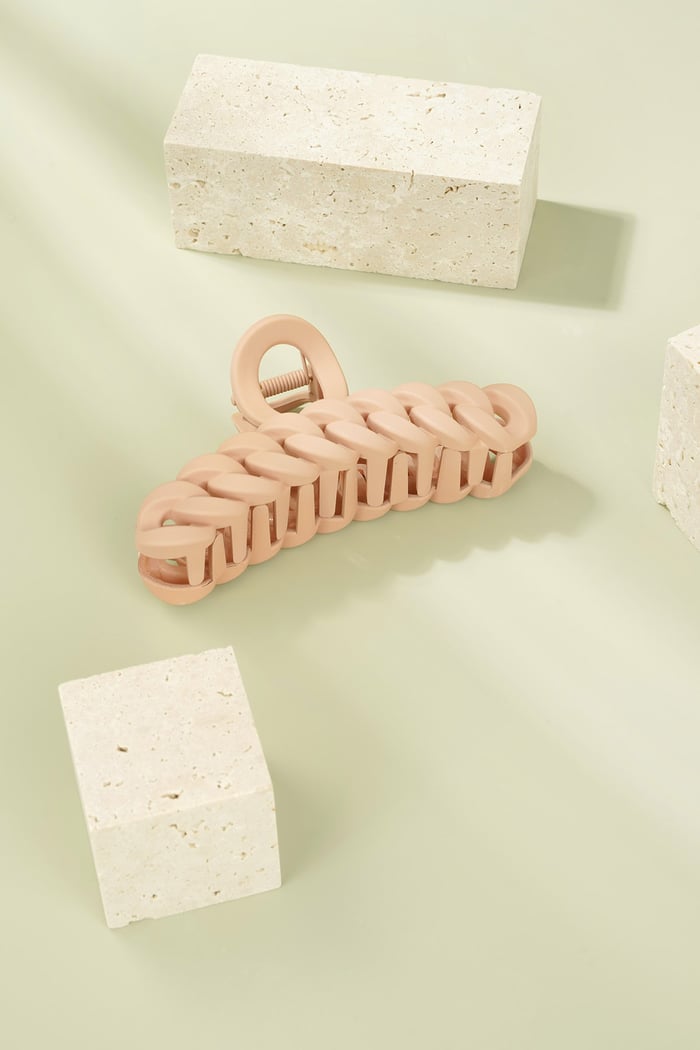 Fermaglio per capelli intrecciato - plastica beige Immagine5