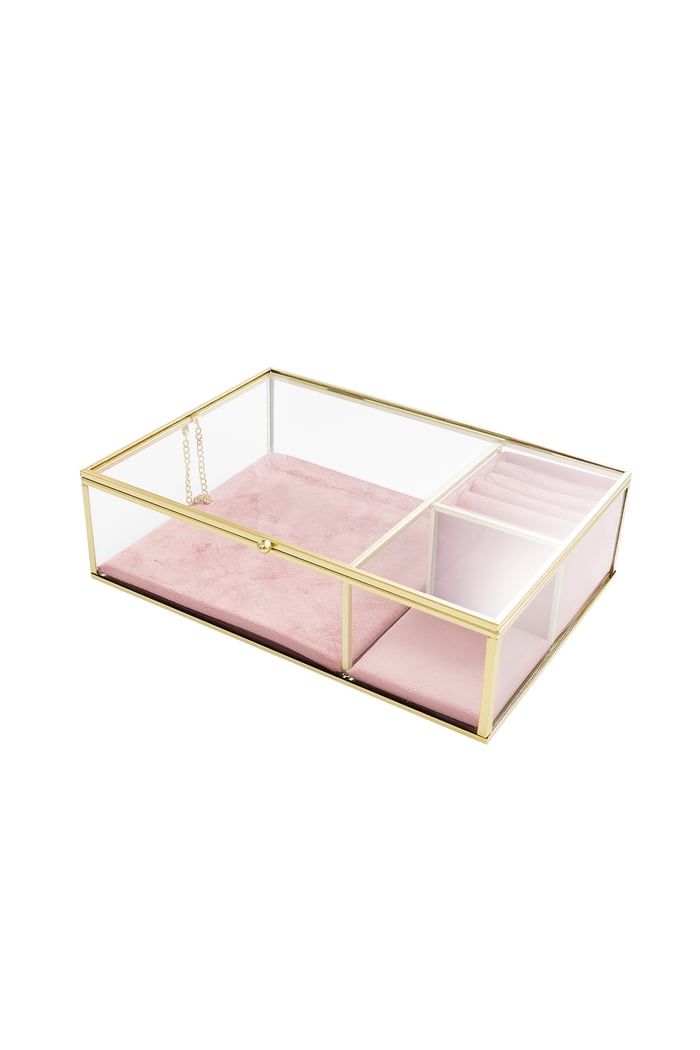 Glasdisplay mit drei Fächern – rosa h5Bild2