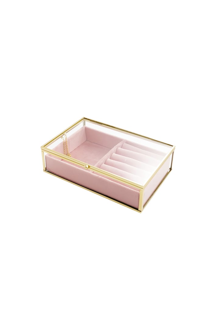 Glasdisplay mit zwei Fächern – rosa Bild2