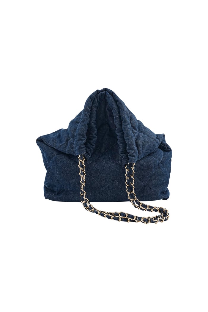 Denim bag with stitched motif and chain Picture4