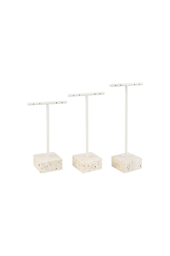 3 Ohrringständer mit Steinen - Off White 