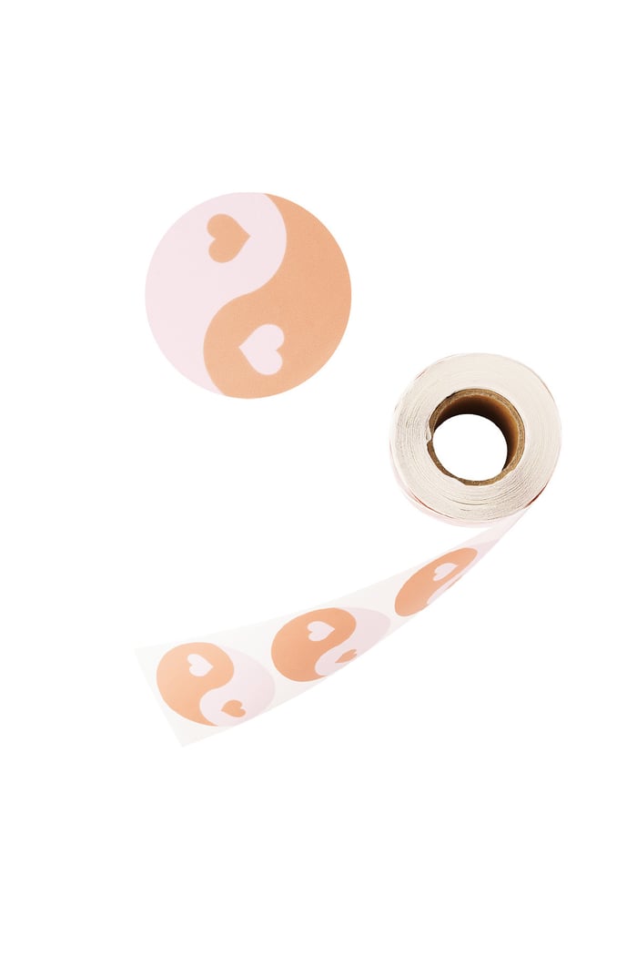 Stickers yin yang heart - Orange pink