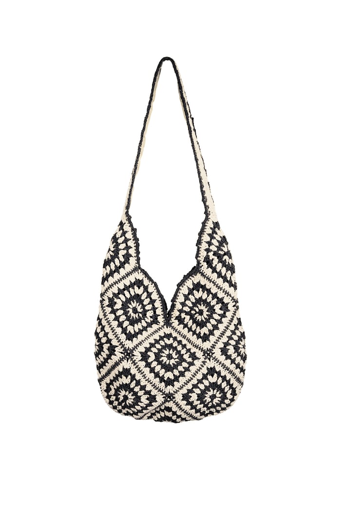Bohemian Hobo bag - beige & white