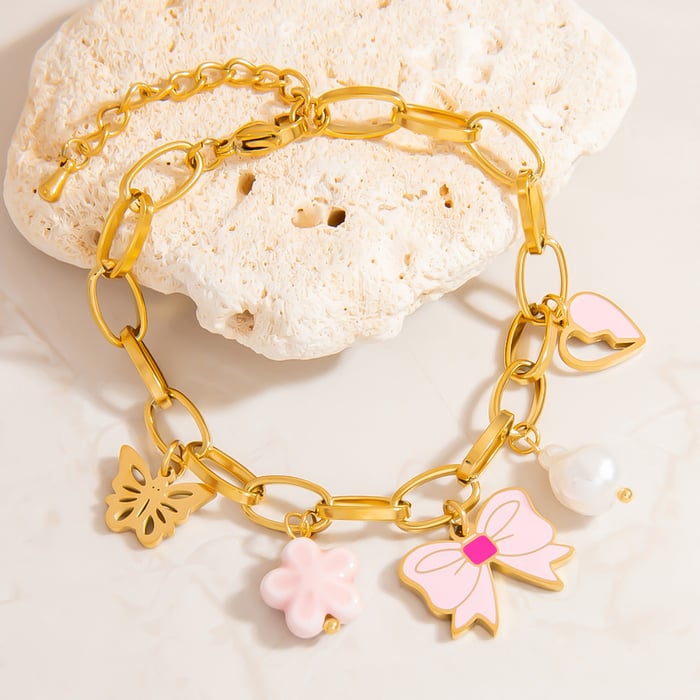 Designable Fruits Stainless Steel Colorful Women's Charm Bracelets h5Picture7