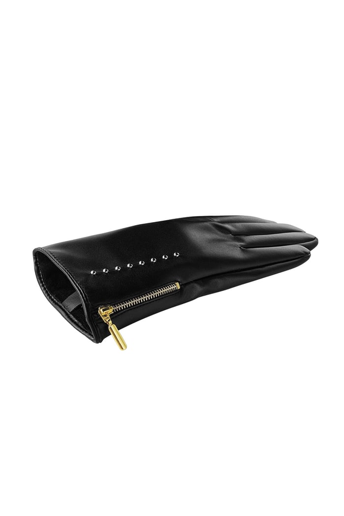PU gloves with studs and zipper Picture6