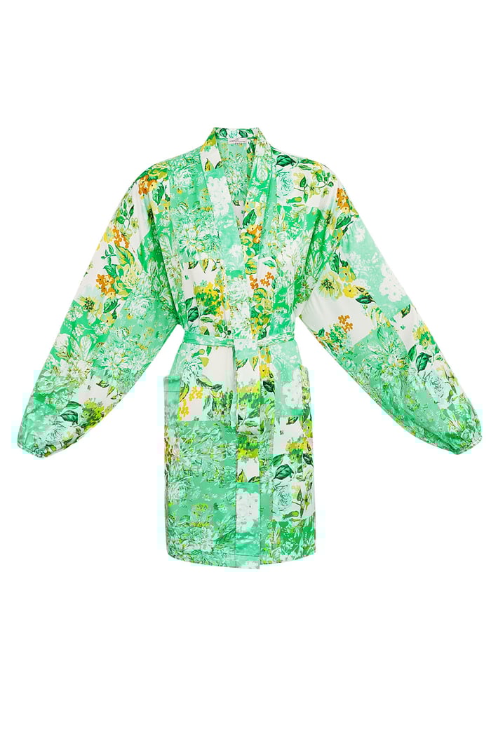 Kimono court vert fleurs - multi h5Image7