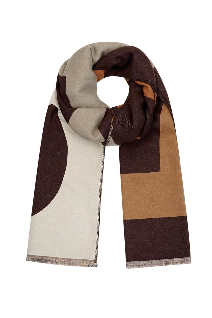 Scarf with Paris print - green orange