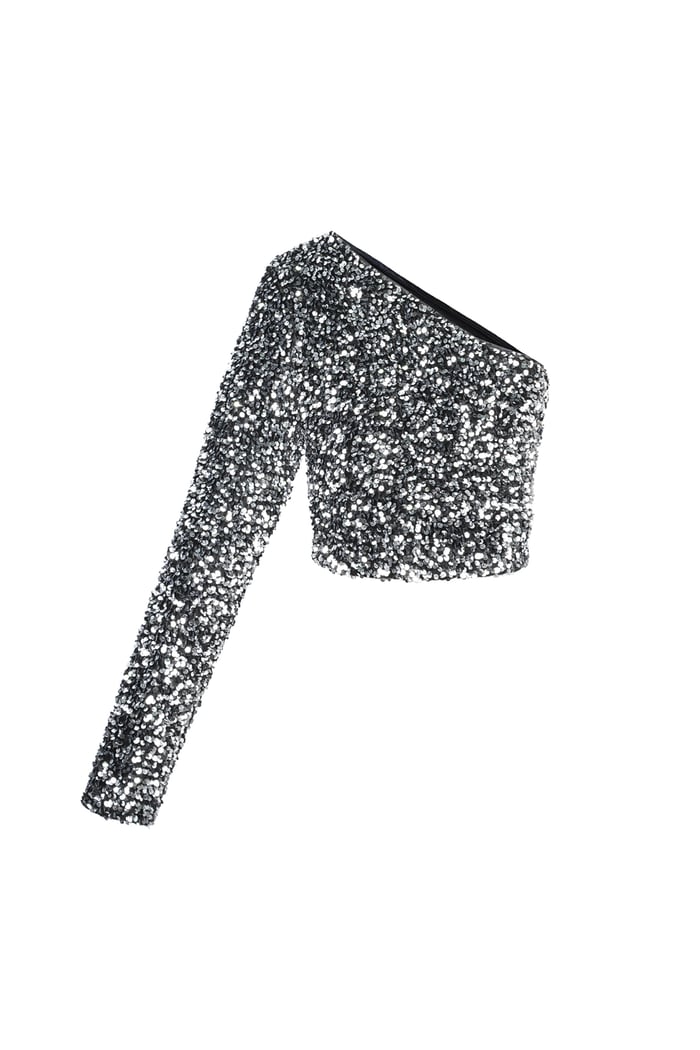 Top monospalla glitterato 