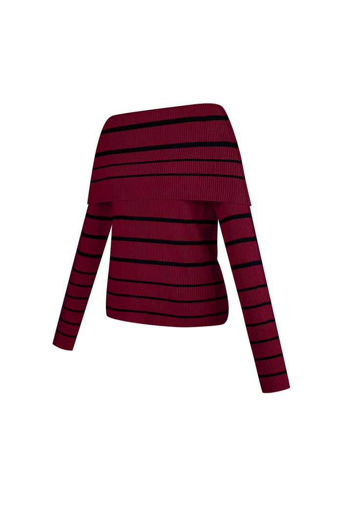 Gestreepte off shoulder top - Zwart & rood Afbeelding2
