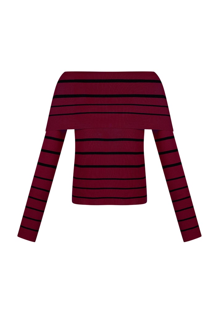 Gestreepte off shoulder top - Zwart & rood Afbeelding3