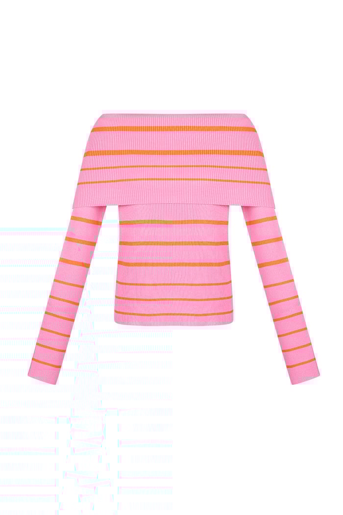 Gestreepte off shoulder top - Zwart & rood 