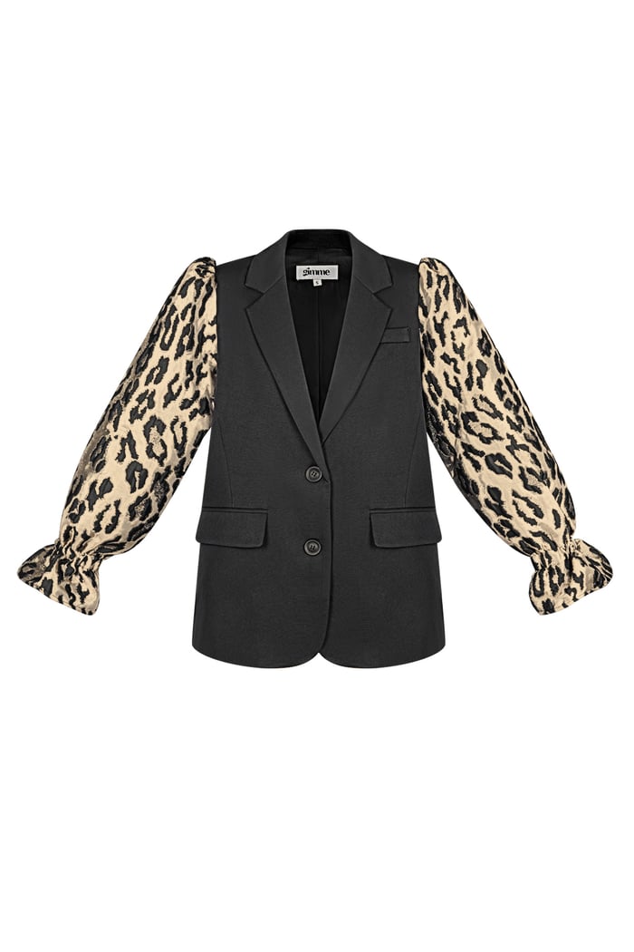 Girly Blazer Pantherärmel - Schwarz Braun 