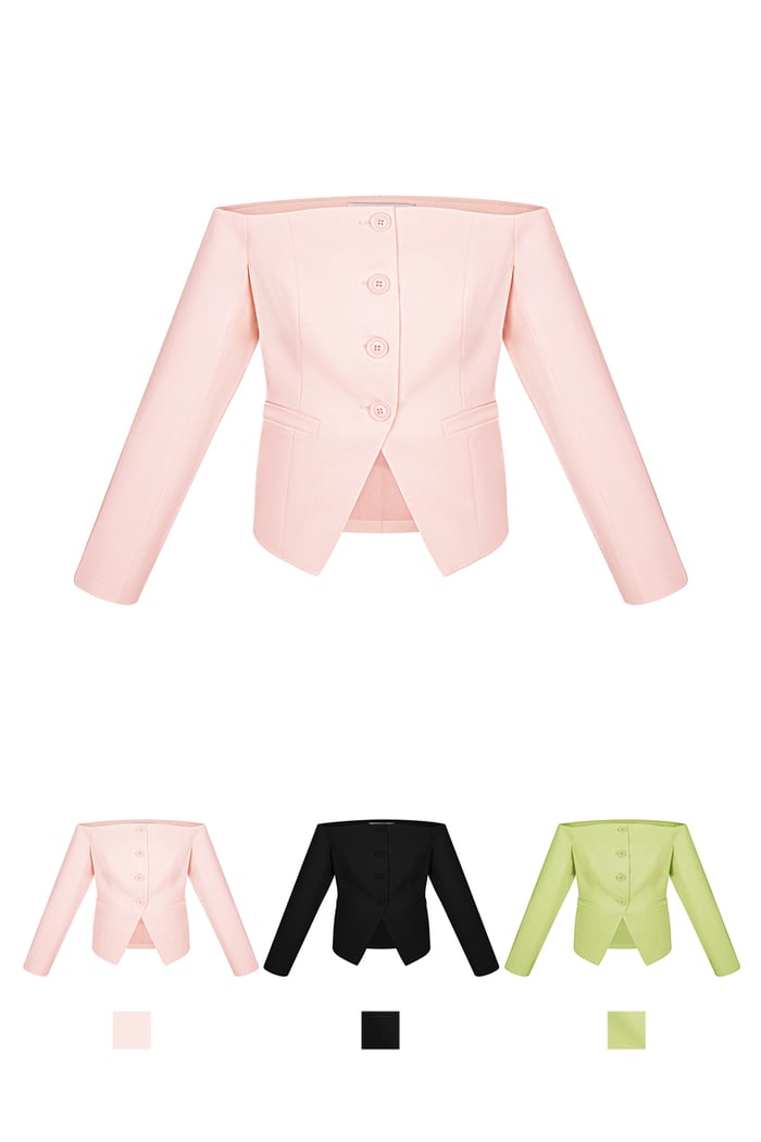 Omuzları açık blazer üst Resim5