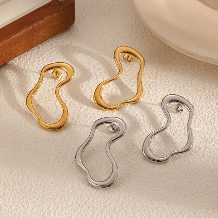 Geometric Daily Stainless Steel Gold Color Women's Stud Earrings h5Picture3
