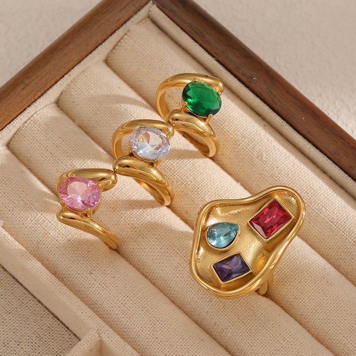 1 Piece Polychrome Series Geometric Women's Gemstone Rings h5Picture3
