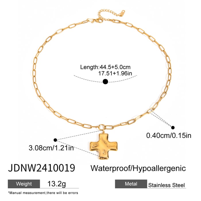 1 piece simple series retro cross stainless steel  gold plated women pendant necklaces