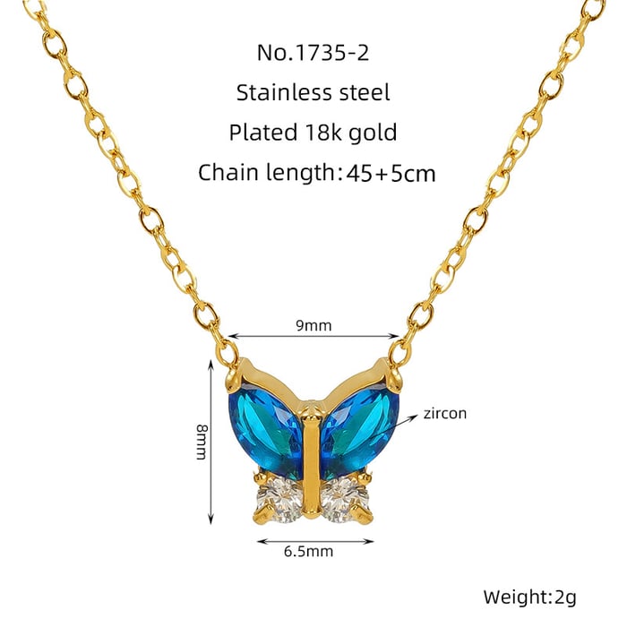 1 piece simple series simple bow knot titanium steel  gold plated zircon women pendant necklaces Picture2